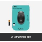 Logitech M190 Ratones, Ratón negro/Antracita, Ambidextro, Óptico, RF inalámbrico, 1000 DPI, Carbón vegetal
