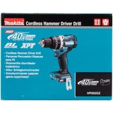 Makita Atornillador percutor a batería HP002GZ XGT, 40Volt, Martillo atornillador azul/Negro