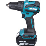 Makita Taladro atornillador percutor a batería DHP490Z, 18 Voltios, Martillo atornillador azul/Negro