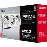 ASUS Prime -RX9070XT-O16G-WHITE AMD Radeon RX 9070 XT 16 GB GDDR6, Tarjeta gráfica blanco, Radeon RX 9070 XT, 16 GB, GDDR6, 256 bit, 7680 x 4320 Pixeles, PCI Express 5.0
