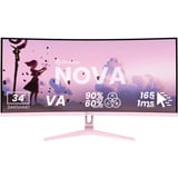 Arozzi Nova 34T2K165, Monitor de gaming rosa neón