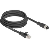 DeLOCK Cable M12 codificado X con conector hembra de 8 pines > conector RJ-45, Cat.5e S/FTP negro