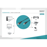 Digitus Cable de conexión USB 2.0 USB-A (conector) > USB-B (conector) negro