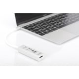 Digitus Hub USB Tipo-C OTG de 3 puertos + lector de tarjetas blanco