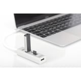 Digitus Hub USB Tipo-C OTG de 3 puertos + lector de tarjetas blanco