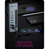 ICY BOX IB-HUB1742CR-C2PD USB 3.2 Gen 2 (3.1 Gen 2) Type-A + Type-C 10000 Mbit/s Negro, Estación de acoplamiento celeste, USB 3.2 Gen 2 (3.1 Gen 2) Type-A + Type-C, USB 3.2 Gen 2 (3.1 Gen 2) Type-A, USB 3.2 Gen 2 (3.1 Gen 2) Type-C, MicroSD (TransFlash), MicroSDHC, MicroSDXC, SD, SDHC, SDXC, 10000 Mbit/s, Negro, Aluminio