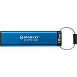 Kingston IronKey Keypad 200 de 16 GB, FIPS 140-3 nivel 3 (pendiente) cifrado AES-256, Lápiz USB FIPS 140-3 nivel 3 (pendiente) cifrado AES-256, 16 GB, USB tipo A, 3.2 Gen 1 (3.1 Gen 1), 145 MB/s, Funda, Azul