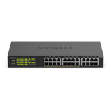 Netgear GS324P No administrado Gigabit Ethernet (10/100/1000) Energía sobre Ethernet (PoE) 1U Negro, Interruptor/Conmutador No administrado, Gigabit Ethernet (10/100/1000), Bidireccional completo (Full duplex), Energía sobre Ethernet (PoE), Montaje en rack, 1U