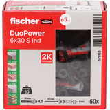 fischer Taco DuoPower 6x30 S, Pasador gris claro/Rojo