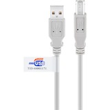 goobay USB AB 500 HiSpeedCert 2.0 5m cable USB USB A USB B Gris gris, 5 m, USB A, USB B, Macho/Macho, Gris