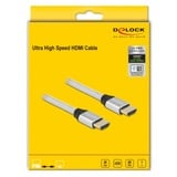 DeLOCK 85366 cable HDMI 1 m HDMI tipo A (Estándar) Plata plateado, 1 m, HDMI tipo A (Estándar), HDMI tipo A (Estándar), 3D, 48 Gbit/s, Plata