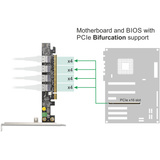 DeLOCK Tarjeta PCI Express x16 a 4 x interno SFF-8654 4i NVMe 