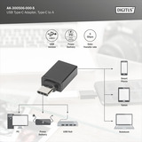 Digitus Adaptador USB Tipo-C, Tipo-C - A negro