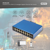 Digitus Gigabit Ethernet PoE gestionado L2 industrial 16+2 puertos, Interruptor/Conmutador 