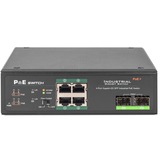 Digitus Interruptor Gigabit PoE+ industrial de 4 puertos con 2 puertos de enlace de subida (uplink) SFP, Interruptor/Conmutador No administrado, Gigabit Ethernet (10/100/1000), Energía sobre Ethernet (PoE)