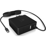 ICY BOX IB-PS101-PD Negro Interior, Cargador negro, Interior, Corriente alterna, 20 V, 1,8 m, Negro
