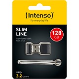 Intenso Slim Line unidad flash USB 128 GB USB tipo A 3.2 Gen 1 (3.1 Gen 1) Negro, Lápiz USB negro, 128 GB, USB tipo A, 3.2 Gen 1 (3.1 Gen 1), 100 MB/s, Tapa, Negro