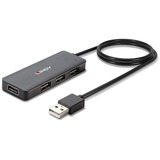 Lindy 42986 hub de interfaz USB 2.0 480 Mbit/s Negro, Hub USB USB 2.0, USB 2.0, 480 Mbit/s, Negro, Plástico, Cable redondo