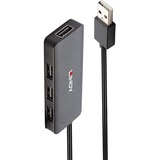 Lindy 42986 hub de interfaz USB 2.0 480 Mbit/s Negro, Hub USB USB 2.0, USB 2.0, 480 Mbit/s, Negro, Plástico, Cable redondo