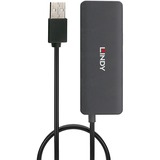 Lindy 42986 hub de interfaz USB 2.0 480 Mbit/s Negro, Hub USB USB 2.0, USB 2.0, 480 Mbit/s, Negro, Plástico, Cable redondo