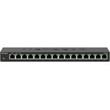 Netgear GS316 No administrado L2 Gigabit Ethernet (10/100/1000) Negro, Interruptor/Conmutador negro, No administrado, L2, Gigabit Ethernet (10/100/1000), Montaje de pared