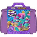 Spin Master Kinetic Sand, set del palacio de la sirena, 934 g de arena de juego que brilla (morado neón, turquesa reluciente y arena de playa), arenero plegable reutilizable y herramientas, juguetes sensoriales para niños y niñas a partir de 3 años, Juego de arena