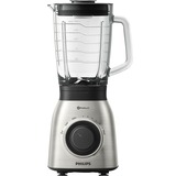 Philips Viva Collection Batidora ProBlend 6 de 900 W con jarra de cristal de 2 l, Batidora depie acero fino/Negro, Batidora de vaso, 2 L, Función de impulso, 900 W, Negro, Transparente