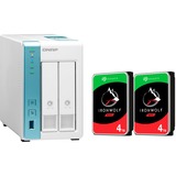 QNAP TS-231K + 2x ST4000VN008 4TB HDD NAS Torre Ethernet Turquesa, Blanco AL214 blanco, NAS, Torre, AL214, 8 TB, Turquesa, Blanco