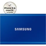 SAMSUNG Portable SSD T7 2 TB USB Tipo C 3.2 Gen 2 (3.1 Gen 2) Azul, Unidad de estado sólido azul, 2 TB, USB Tipo C, 3.2 Gen 2 (3.1 Gen 2), 1050 MB/s, Protección mediante contraseña, Azul