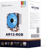 SilverStone AR12 RGB Procesador Enfriador 12 cm Negro, Acero inoxidable, Blanco, Disipador de CPU Enfriador, 12 cm, 700 RPM, 2200 RPM, 29 dB, 68,9 cfm