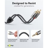 goobay Cable adaptador de audio Plus AUX 3,5mm jack > conector estéreo Cinch negro/Plateado