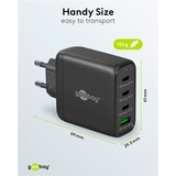goobay Cargador rápido USB-C multipuerto, PD, GaN, 68 vatios negro