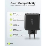 goobay Cargador rápido USB-C multipuerto, PD, GaN, 68 vatios negro
