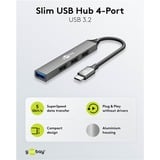 goobay Slim 4-Port USB-Hub, USB-C a USB-A, USB 3.2 Gen1, Hub USB gris