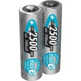 Ansmann 5035432 pila doméstica AA Níquel-metal hidruro (NiMH), Batería plateado, AA, Níquel-metal hidruro (NiMH), 1,2 V, 2500 mAh, 14,5 x 14,5 x 50,5 mm