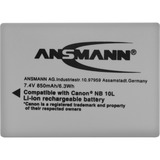 Ansmann A-CAN NB 10L Ión de litio 850 mAh, Batería para cámara 850 mAh, 7,4 V, Ión de litio, 1 pieza(s), Minorista