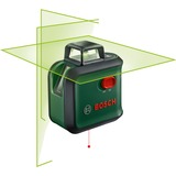 Bosch Advanced Level 360 Set Nivel de línea 24 m 500-540 nm (< 10mW), Láser de líneas cruzadas verde/Negro, 24 m, 0,4 mm/m, 4°, 4 s, Horizontal/Vertical, Rojo