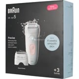Braun Silk-épil 5 5-030 28 pinzas Rosa, Blanco, Depiladora blanco/Rosa, Rosa, Blanco, 28 pinzas, MicroGrip, 0,5 mm, Batería, Batería integrada