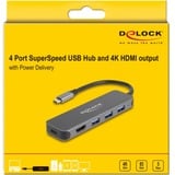 DeLOCK 64171 hub de interfaz USB 3.2 Gen 1 (3.1 Gen 1) Type-C 5000 Mbit/s Gris, Estación de acoplamiento USB 3.2 Gen 1 (3.1 Gen 1) Type-C, HDMI, USB 3.2 Gen 1 (3.1 Gen 1) Type-A, USB 3.2 Gen 1 (3.1 Gen 1) Type-C, 5000 Mbit/s, 30 Hz, 3840 x 2160 Pixeles, Gris