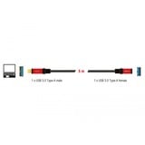 DeLOCK Cable de extensión USB 3.2 Gen 1, conector USB-A > toma USB-A, Cable alargador negro/Rojo