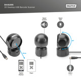 Digitus 1D 2D Desktop USB Barcode Scanner, Escáner de código de barras negro