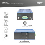 Digitus 8 Puertos Gigabit Ethernet, Interruptor/Conmutador azul