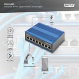 Digitus 8 Puertos Gigabit Ethernet, Interruptor/Conmutador azul