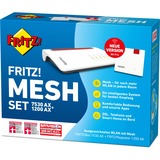 FRITZ! 7530 AX + 1200 AX, Router Mesh Set 7530 AX + 1200 AX, Rojo, Blanco, Interno, Sistema de malla, Doble banda (2,4 GHz / 5 GHz), Wi-Fi 6 (802.11ax), 2400 Mbit/s