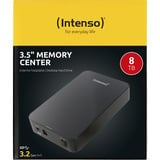 Intenso Memory Center disco duro externo 8000 GB Negro, Unidad de disco duro negro, 8000 GB, 3.5", 3.2 Gen 1 (3.1 Gen 1), 5400 RPM, Negro