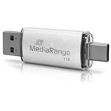 MediaRange Kombo-Speicherstick 1 TB, Lápiz USB plateado/Transparente