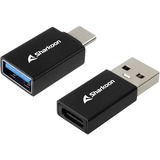 Sharkoon USB 3.2 Gen 1 OfficePal, USB-A > USB-C / USB-C > USB-A, Adaptador negro