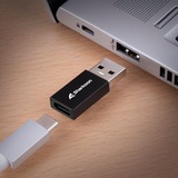 Sharkoon USB 3.2 Gen 1 OfficePal, USB-A > USB-C / USB-C > USB-A, Adaptador negro