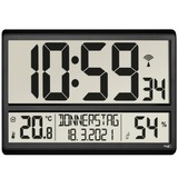 TFA Reloj digital XL con clima interior, Despertador negro