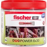 fischer Taco DUOPOWER 6x30, caja resellable, Pasador gris claro/Rojo